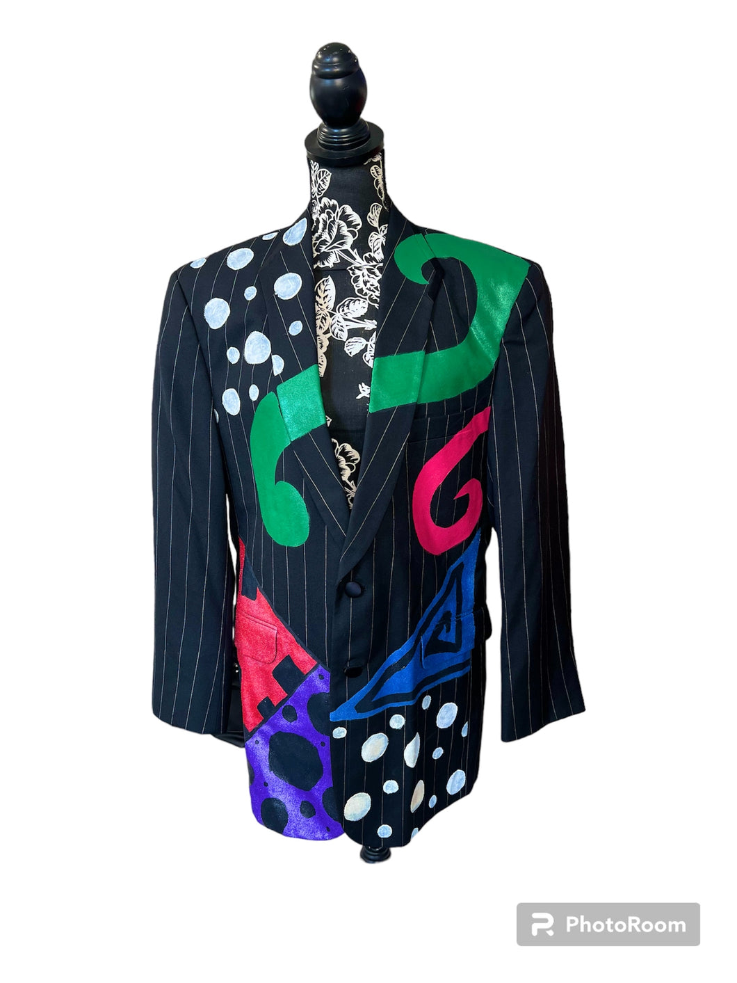 Polka Dot & Swirls Painted Blazer