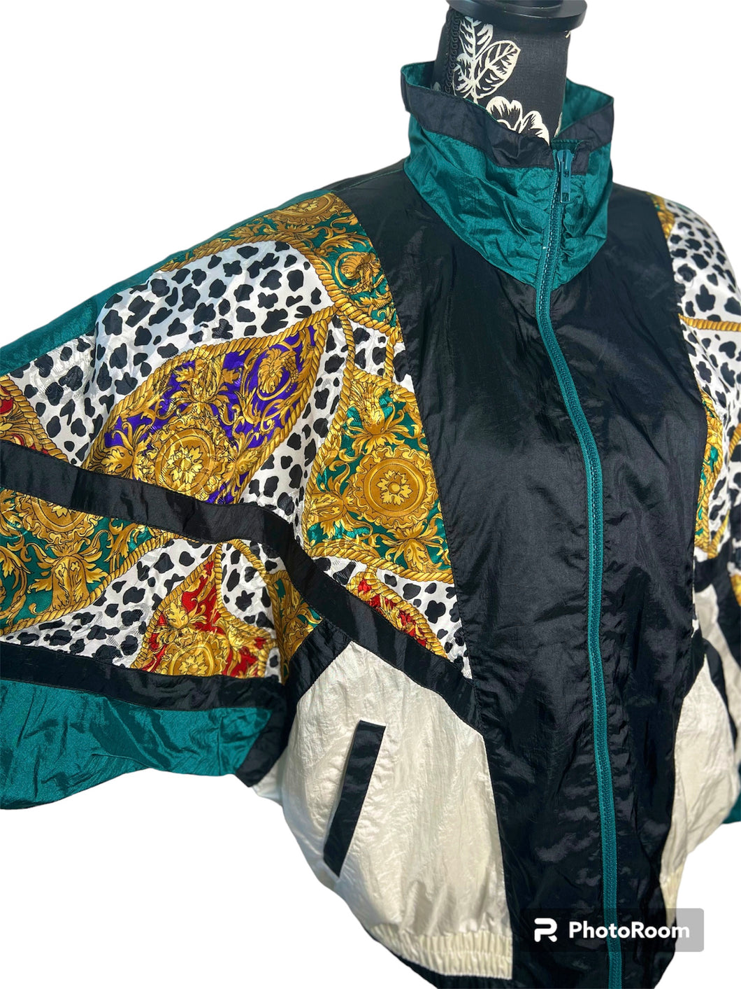 Vintage Barque Print Windbreaker Jacket