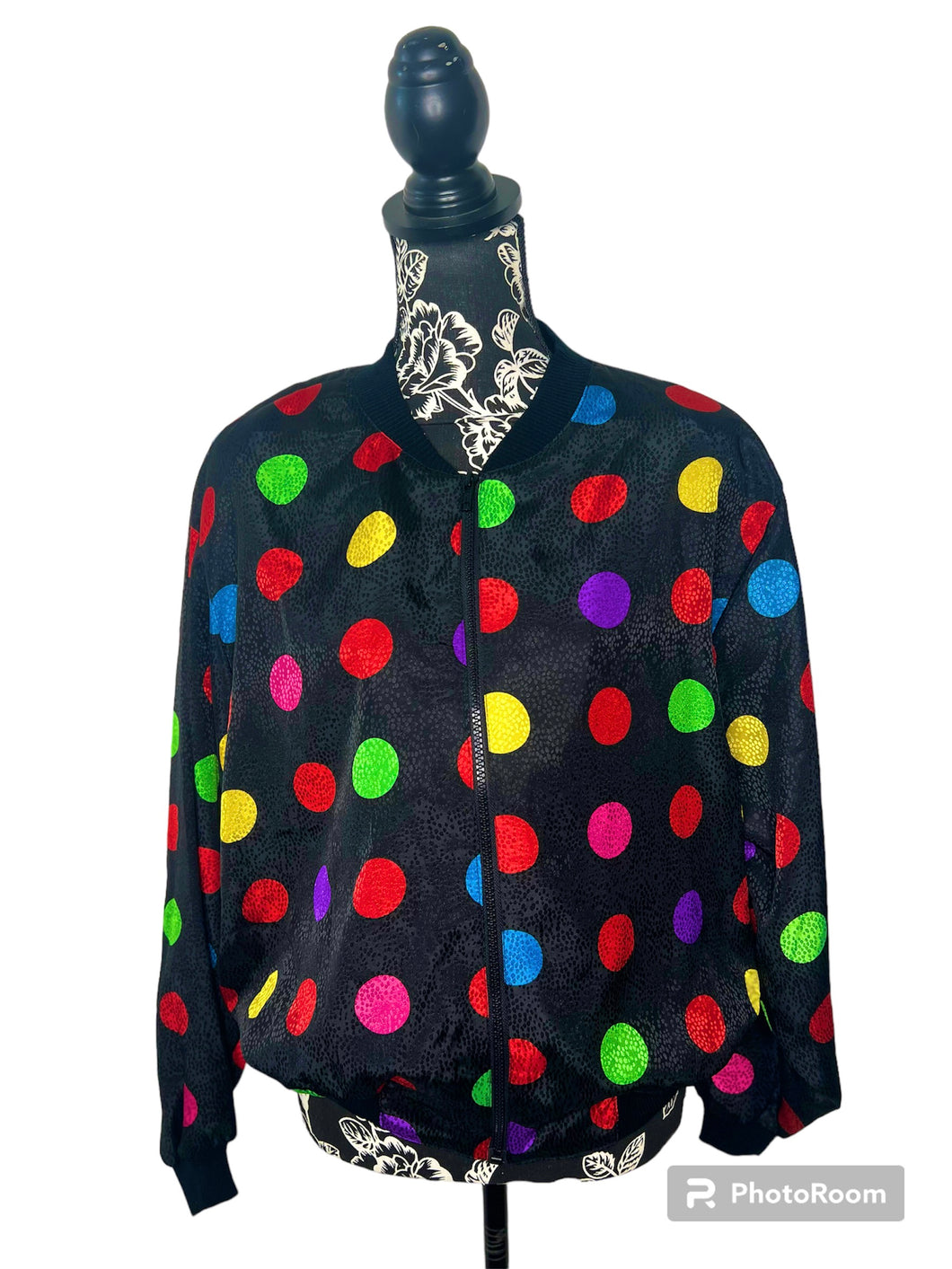 Vintage Polka Dot Bomber Jacket