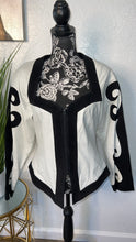 Load image into Gallery viewer, Vintage Black &amp; White Leather Jacket
