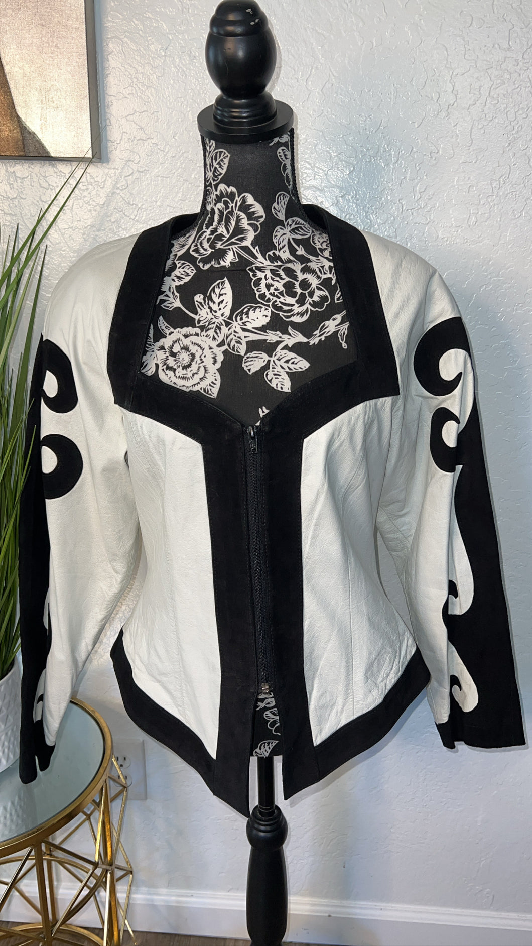 Vintage Black & White Leather Jacket